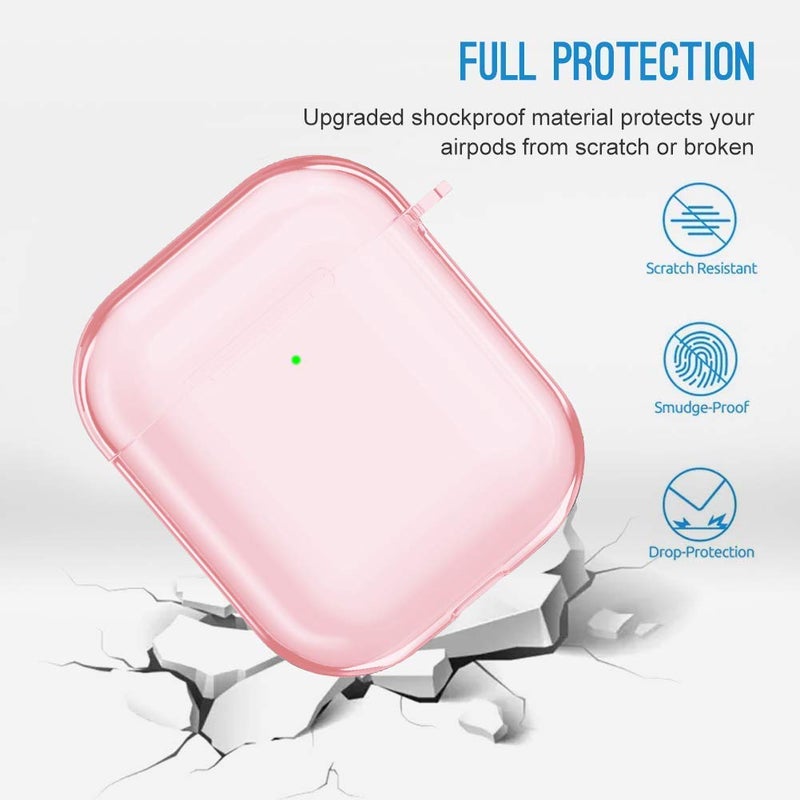 Valkit Compatible AirPod Case Cover, Clear Airpods Case with Keychain Soft TPU Protective Cover Shockproof Case for Girls Women Men Compatible with Apple AirPods Charging Case 2 & 1 - Clear Pink - Image 5